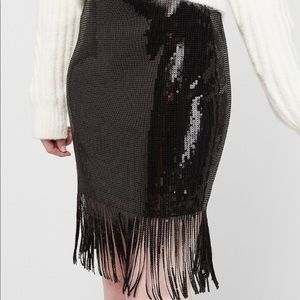 Express Glorius Black Skirt with sequins and fringes